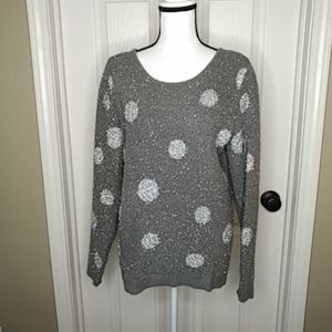 Apt. 9 Gray Snow Sparkle Snowball Sweater w/Silver Thread Detail Sz. M